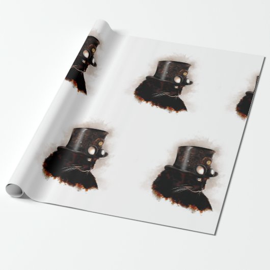 Steampunkkatze Geschenkpapier (Ungerollt)
