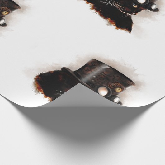 Steampunkkatze Geschenkpapier (Ecke)