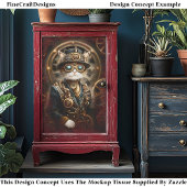 Steampunkkatze in formaler, einheitlicher G4R-Deco Seidenpapier