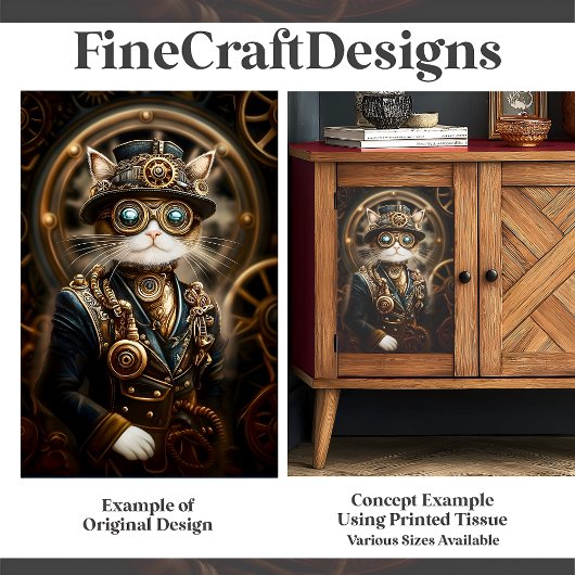 Steampunkkatze in formaler, einheitlicher G4R-Deco Seidenpapier