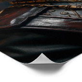 Steampunkkatze in Uniform Retro Poster (Ecke)