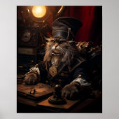 Steampunkkatze in Uniform Retro Poster (Vorne)