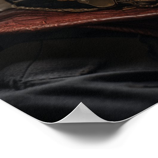 Steampunkkatze in Uniform Retro Poster (Ecke)