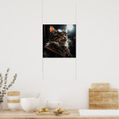 Steampunkkatze in Uniform Retro Poster (Küche)