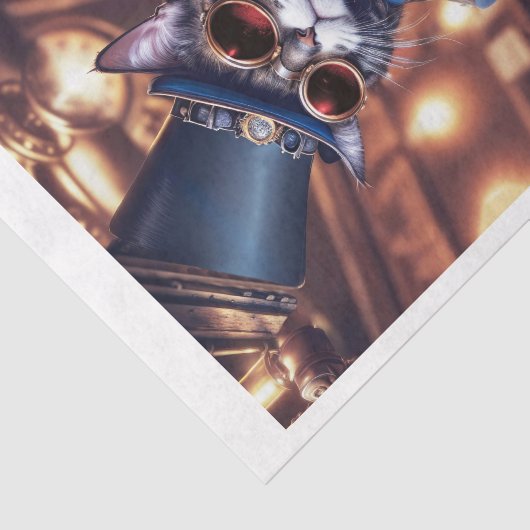 Steampunkkatze mit Topfhut & Brille Trinkbier Seidenpapier (Ausschnitt)