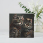 Steampunkkatzen Karte (Stehend Vorderseite)