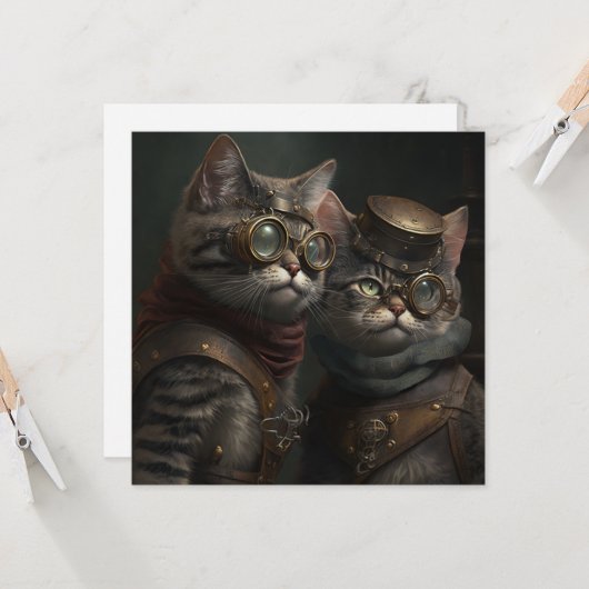 Steampunkkatzen Karte (Vorderseite/Rückseite Beispiel)