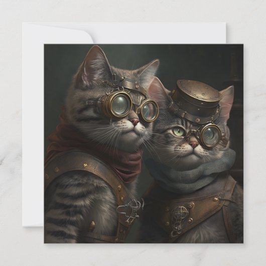 Steampunkkatzen Karte (Vorderseite)