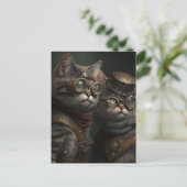 Steampunkkatzen Postkarte (Stehend Vorderseite)