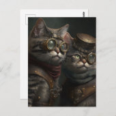 Steampunkkatzen Postkarte (Vorne/Hinten)