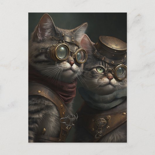 Steampunkkatzen Postkarte (Vorderseite)
