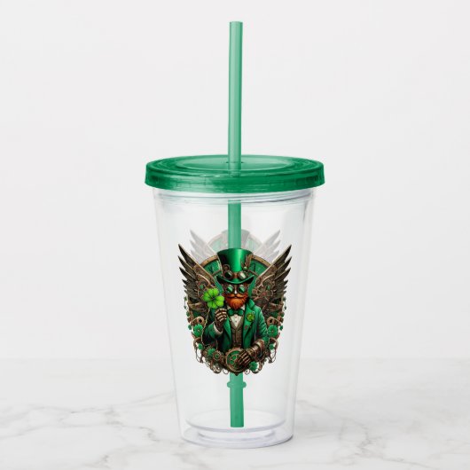 Steampunkklee am St. Patrick's Day Acryltrinkbecher (Vorderseite)