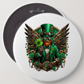 Steampunkklee am St. Patrick's Day Button (Vorne & Hinten)