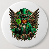 Steampunkklee am St. Patrick's Day Button (Vorderseite)