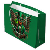 Steampunkklee am St. Patrick's Day Große Geschenktüte (Rückseite Schrägansicht)
