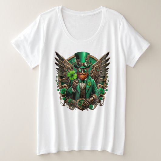 Steampunkklee am St. Patrick's Day Große Größe T-Shirt (Design vorne)