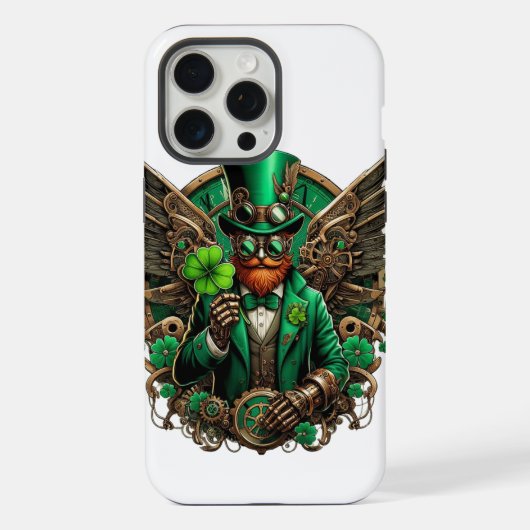 Steampunkklee am St. Patrick's Day iPhone Hülle (Rückseite)