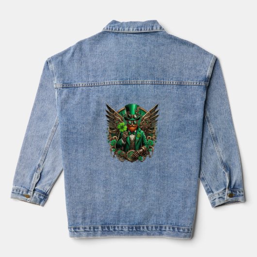 Steampunkklee am St. Patrick's Day Jeansjacke (Rückseite)