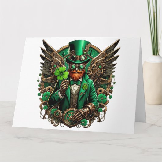 Steampunkklee am St. Patrick's Day Karte (Vorderseite)