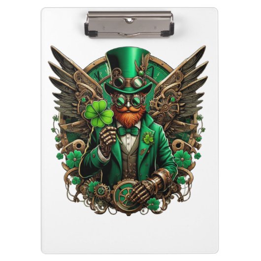 Steampunkklee am St. Patrick's Day Klemmbrett (Vorderseite)