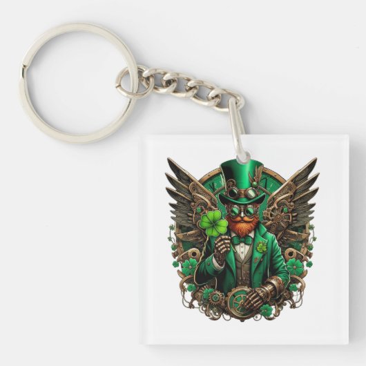 Steampunkklee am St. Patrick's Day Schlüsselanhänger (Vorderseite)