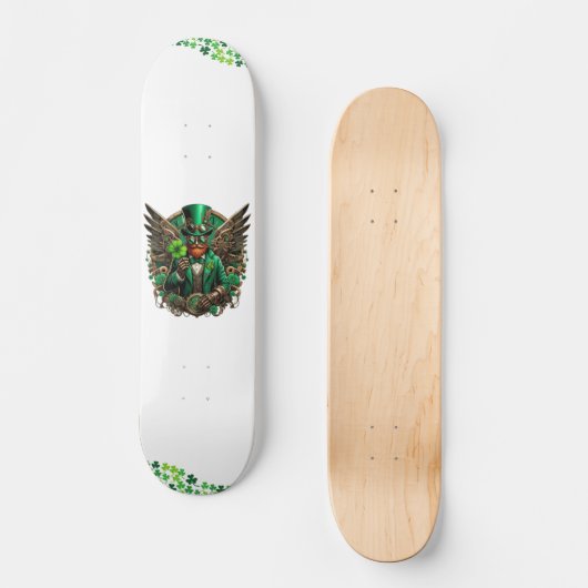 Steampunkklee am St. Patrick's Day Skateboard (Vorderseite)