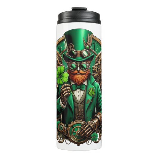 Steampunkklee am St. Patrick's Day Thermosbecher (Vorderseite)