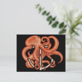 Steampunkoktopus über Anker Postkarte (Stehend Vorderseite)