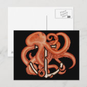 Steampunkoktopus über Anker Postkarte (Vorne/Hinten)