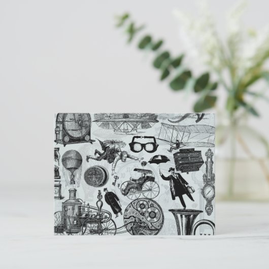 Steampunkollage Nummer 2 Postkarte (Stehend Vorderseite)