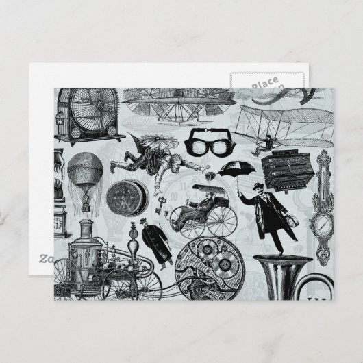 Steampunkollage Nummer 2 Postkarte (Vorne/Hinten)