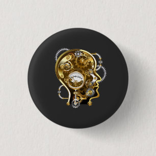 Steampunkopf mit Manometer Button