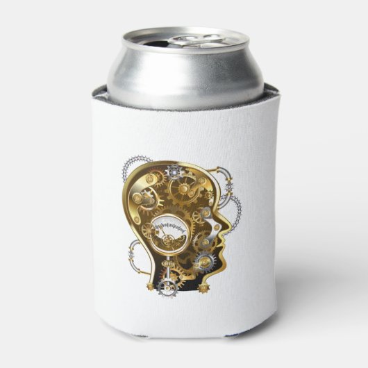 Steampunkopf mit Manometer Dosenkühler (Kanne Vorderseite)