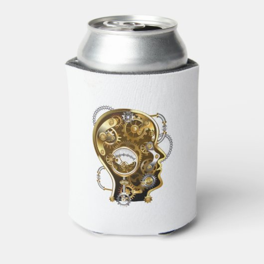 Steampunkopf mit Manometer Dosenkühler (Kanne Rückseite)