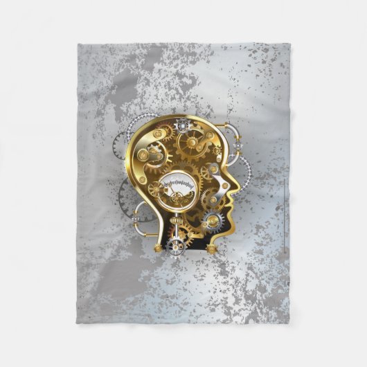 Steampunkopf mit Manometer Fleecedecke (Vorderseite)