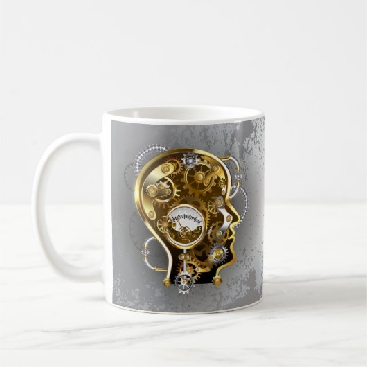 Steampunkopf mit Manometer Kaffeetasse (Links)