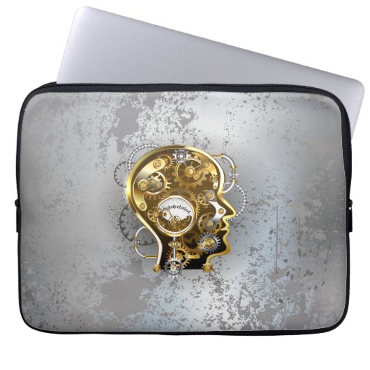 Steampunkopf mit Manometer Laptopschutzhülle (Vorderseite)