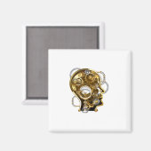 Steampunkopf mit Manometer Magnet (Vorderseite/Rückseite)