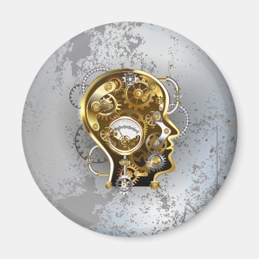 Steampunkopf mit Manometer Magnet (Vorne)