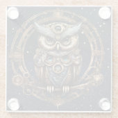 Steampunkowl gegen den Sternenhimmel Glasuntersetzer (Rückseite)