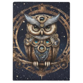 Steampunkowl gegen den Sternenhimmel Klemmbrett (Rückseite)