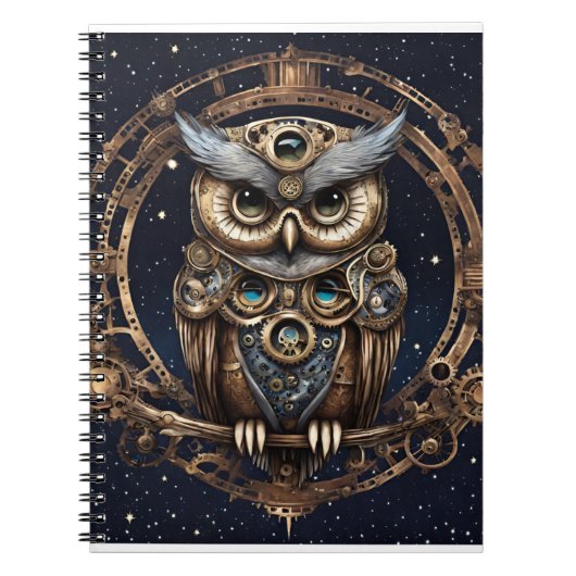 Steampunkowl gegen den Sternenhimmel Notizblock (Vorderseite)