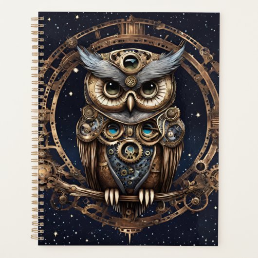Steampunkowl gegen den Sternenhimmel Planer (Vorderseite)
