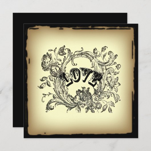 Steampunkpastellgelb geblüht Wirbel viktorianisch Einladung (Vorne/Hinten)