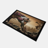 Steampunkpferd mit Rose Door Mat Fußmatte (Schrägansicht)