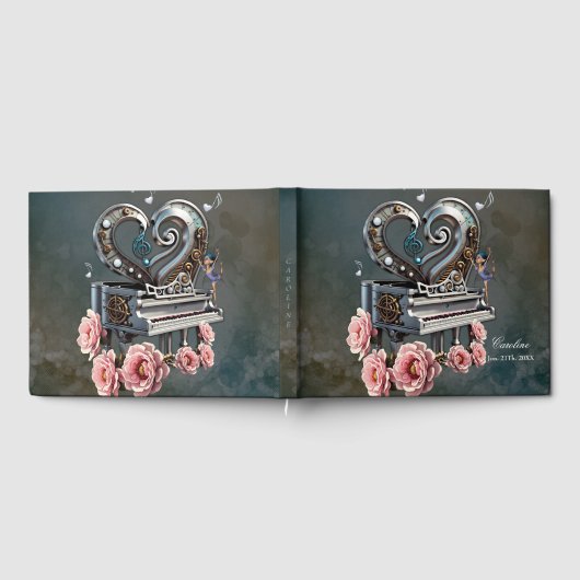 Steampunkpiano mit Herz Gästebuch (Voll)