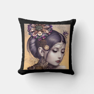 SteampunkPrinzessin mit kugelfarbener Blume Kissen