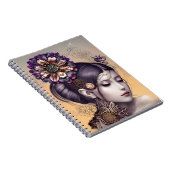 SteampunkPrinzessin mit kugelfarbener Blume Notizblock (Rechte Seite)