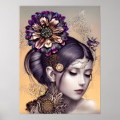 SteampunkPrinzessin mit kugelfarbener Blume Poster (Vorne)