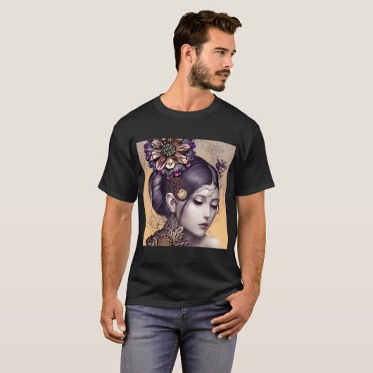 SteampunkPrinzessin mit kugelfarbener Blume T-Shirt (Vorne ganz)